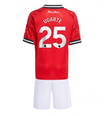 Manchester United Manuel Ugarte #25 Primera Equipación Niños 2025-26 Manga Corta (+ Pantalones cortos)